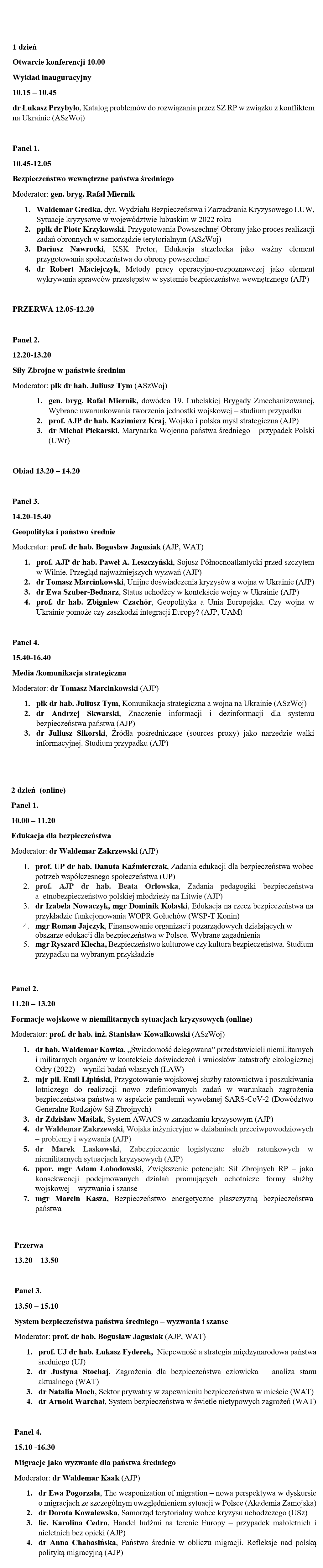 Program konferencji