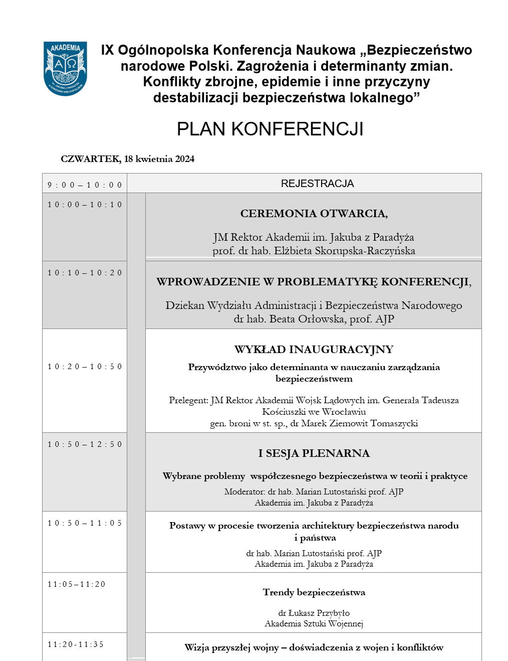 Program konferencji strona 1